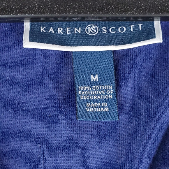 Karen Scott Blue Embroidery cami top Medium Size - Picture 4 of 8